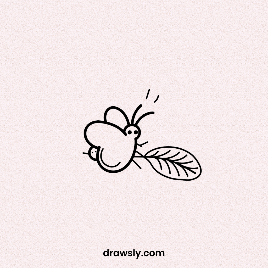 Butterfly Laying Eggs on a Plant Drawing Idea