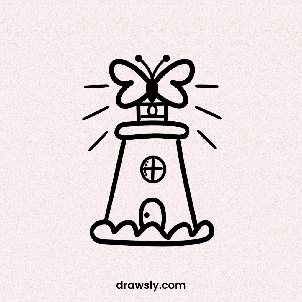 Butterfly Lighthouse Drawing Idea