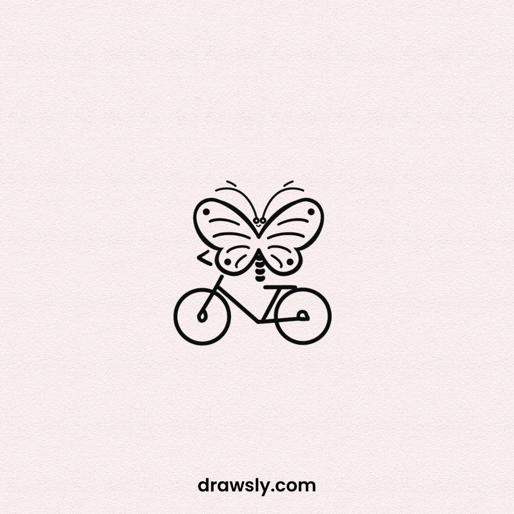 Butterfly Riding a Bicycle Drawing Idea