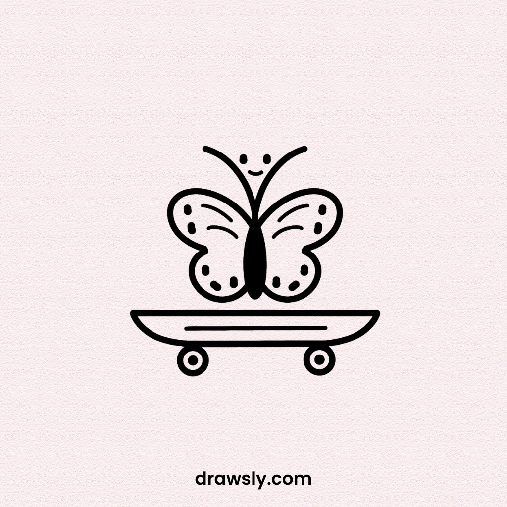 Butterfly Skateboarding Drawing Idea