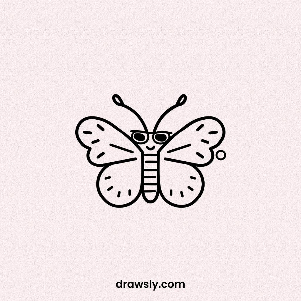 Butterfly Wearing Sunglasses Drawing Idea