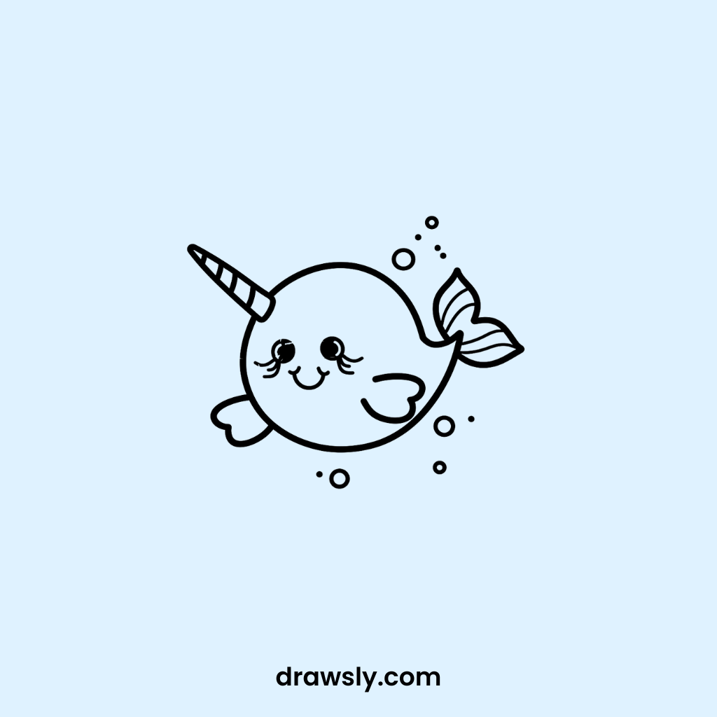 Cute Cartoon Narwhal Drawings