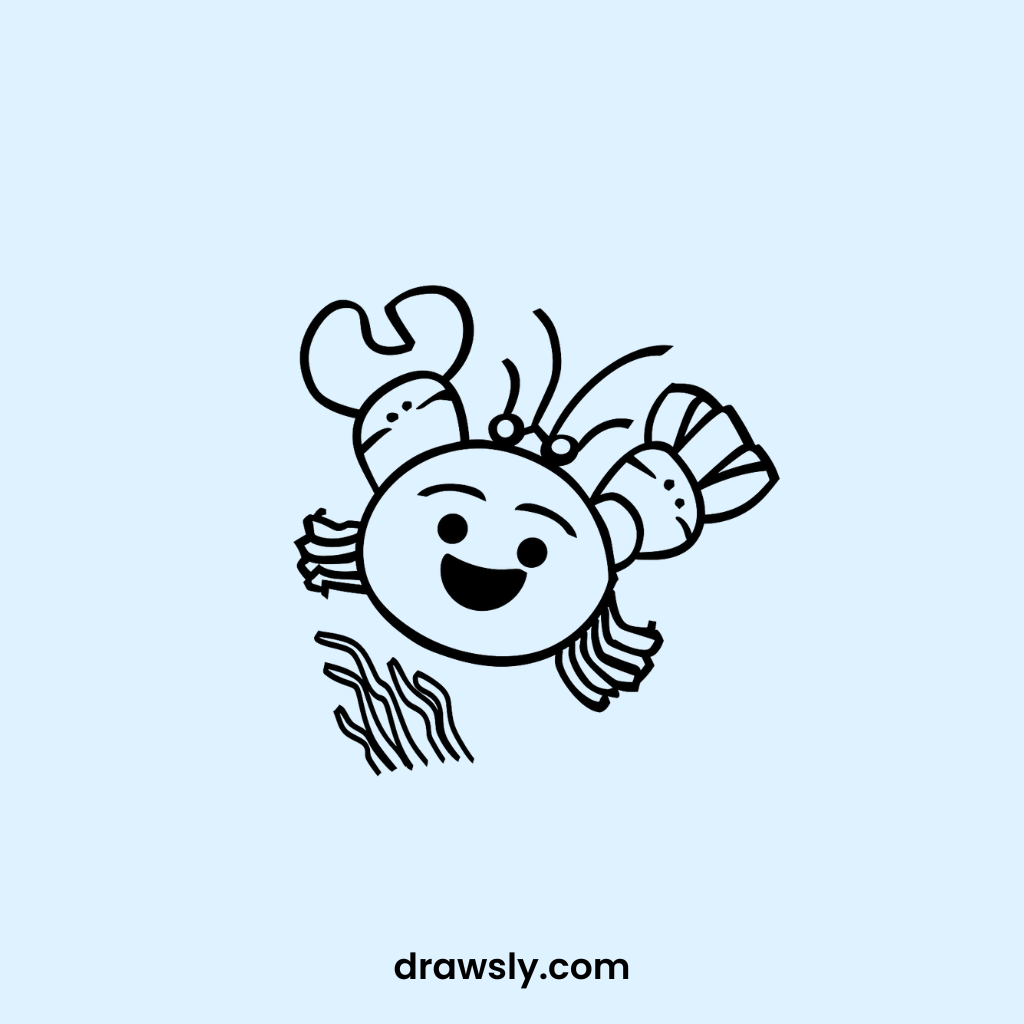 Cute Cheerful Lobster Drawings