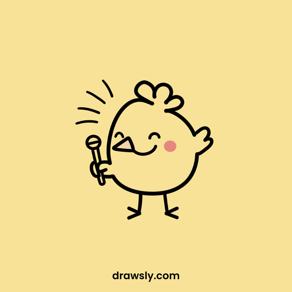 Cute Chicken Doing Stand-up Comedy Drawings