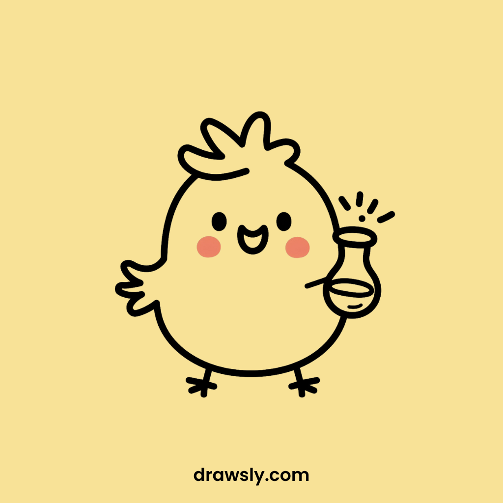 Cute Chicken Doing a Science Experiment Drawings