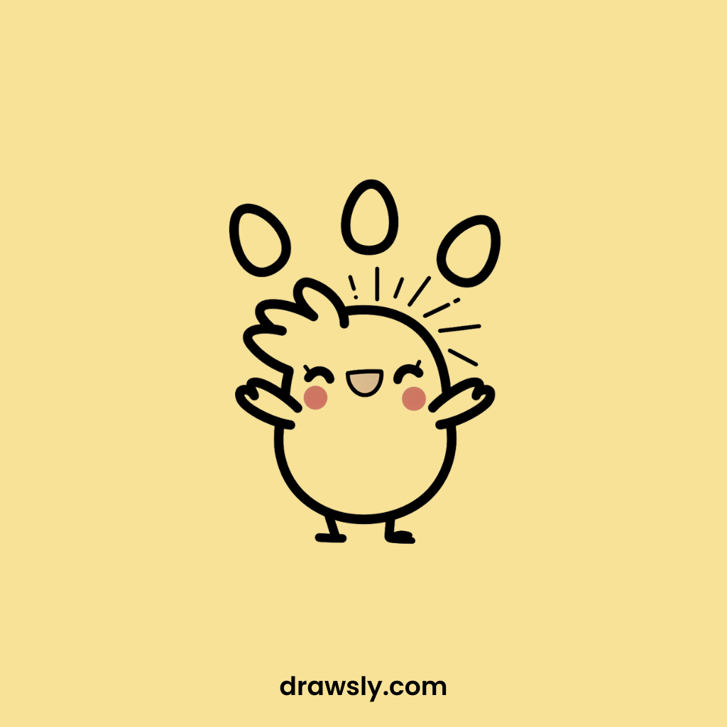 Cute Chicken Juggling Eggs Drawings