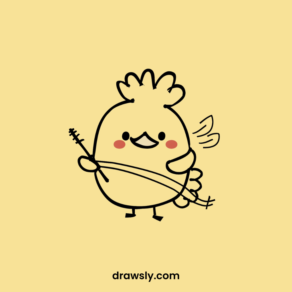 Cute Chicken Knitting a Scarf Drawings