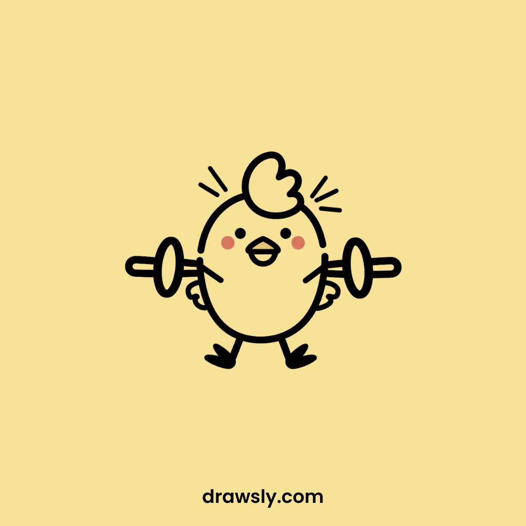 Cute Chicken Lifting Weights Drawings