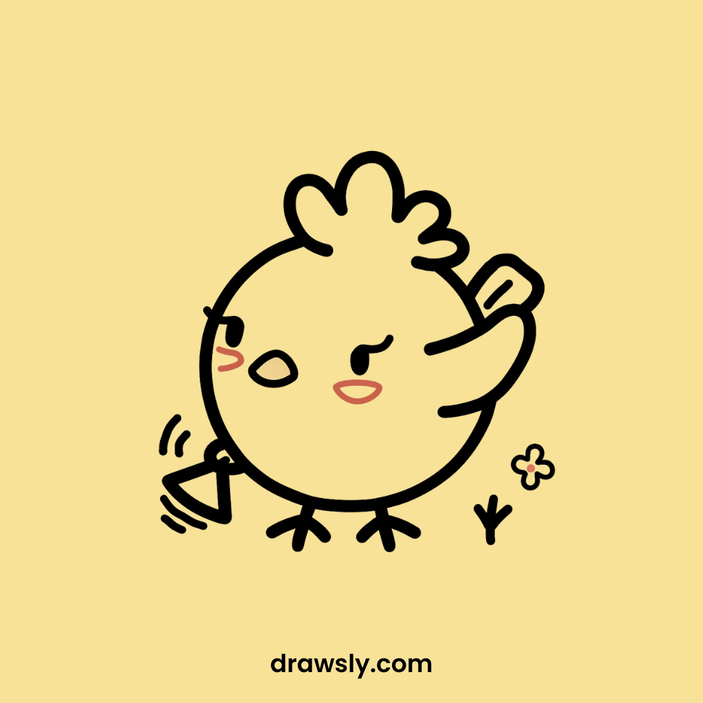 Cute Chicken Planting a Garden Drawings