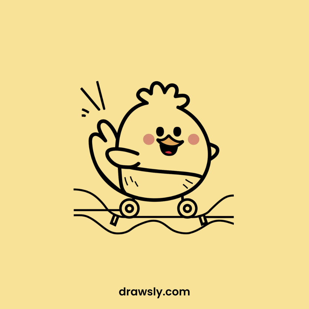 Cute Chicken Riding a Roller Coaster Drawings