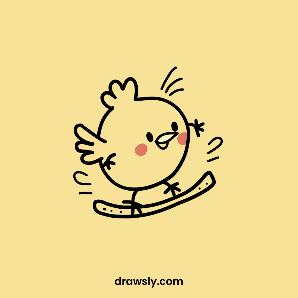 Cute Chicken Skiing Drawings