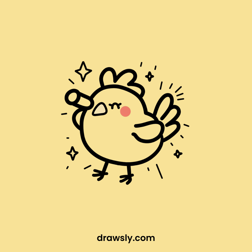 Cute Chicken Stargazing Drawings