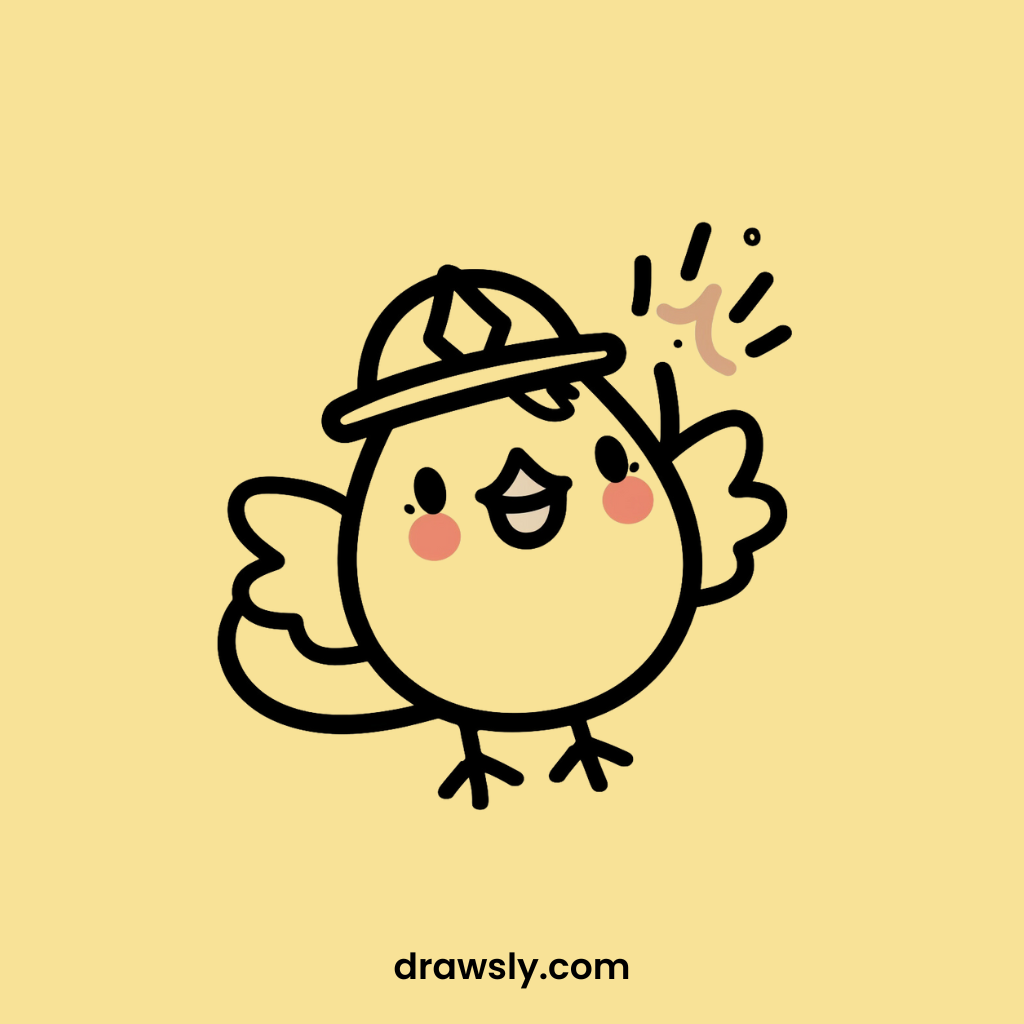 Cute Chicken as a Firefighter Drawings