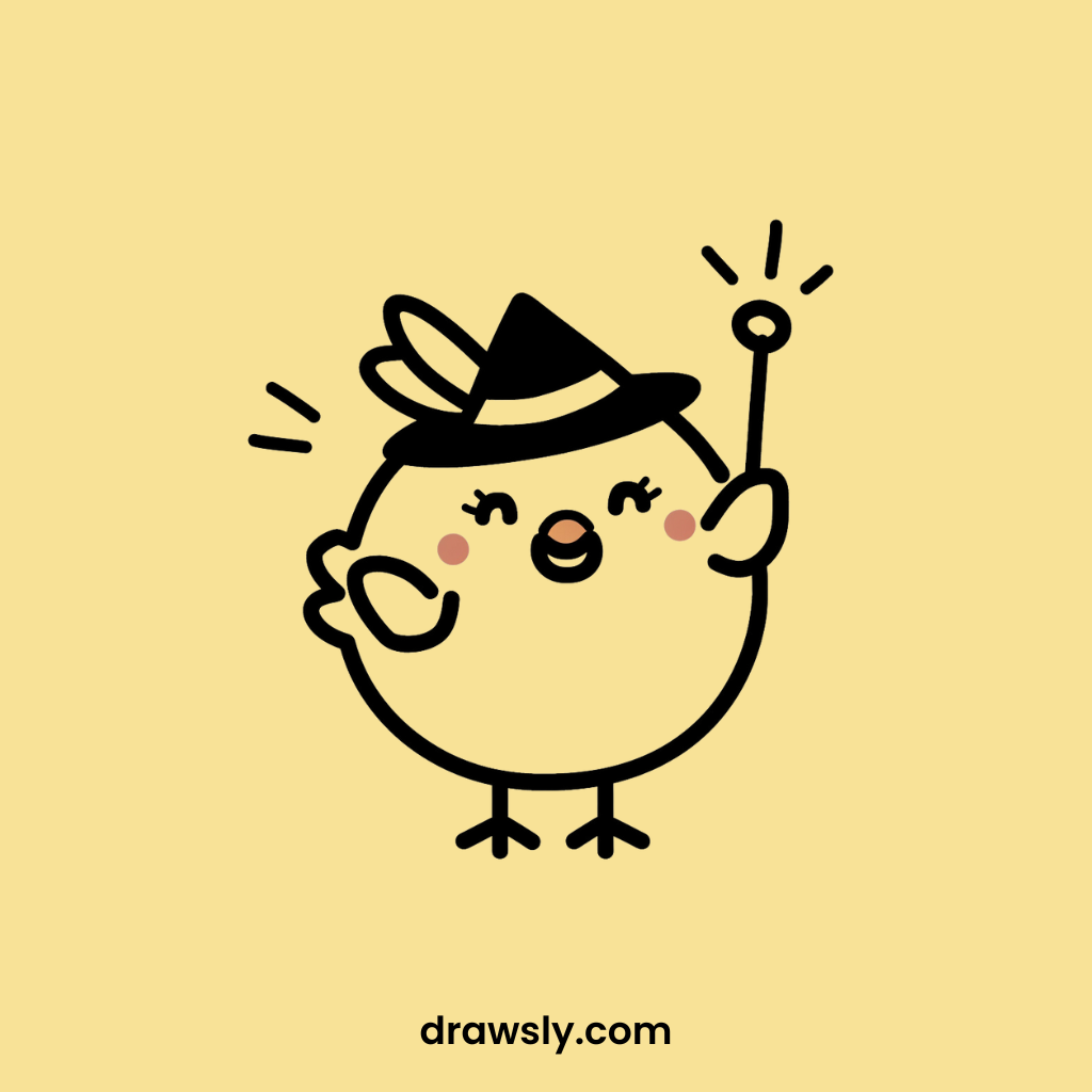 Cute Chicken as a Magician Drawings