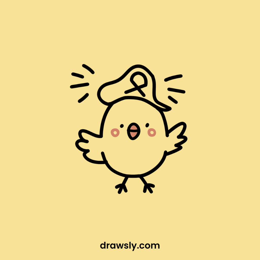 Cute Chicken as a Pirate Drawings