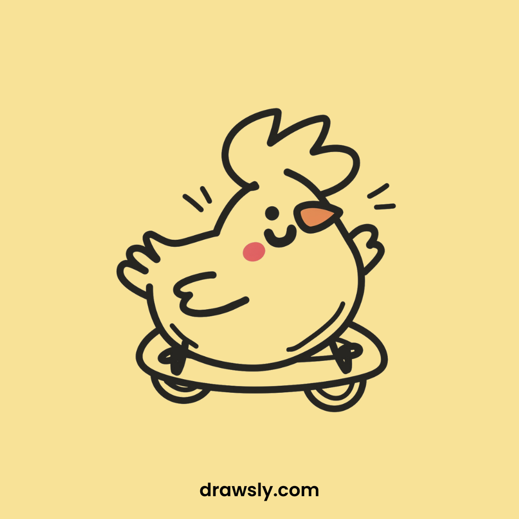 Cute Chicken in a Bumper Car Drawings