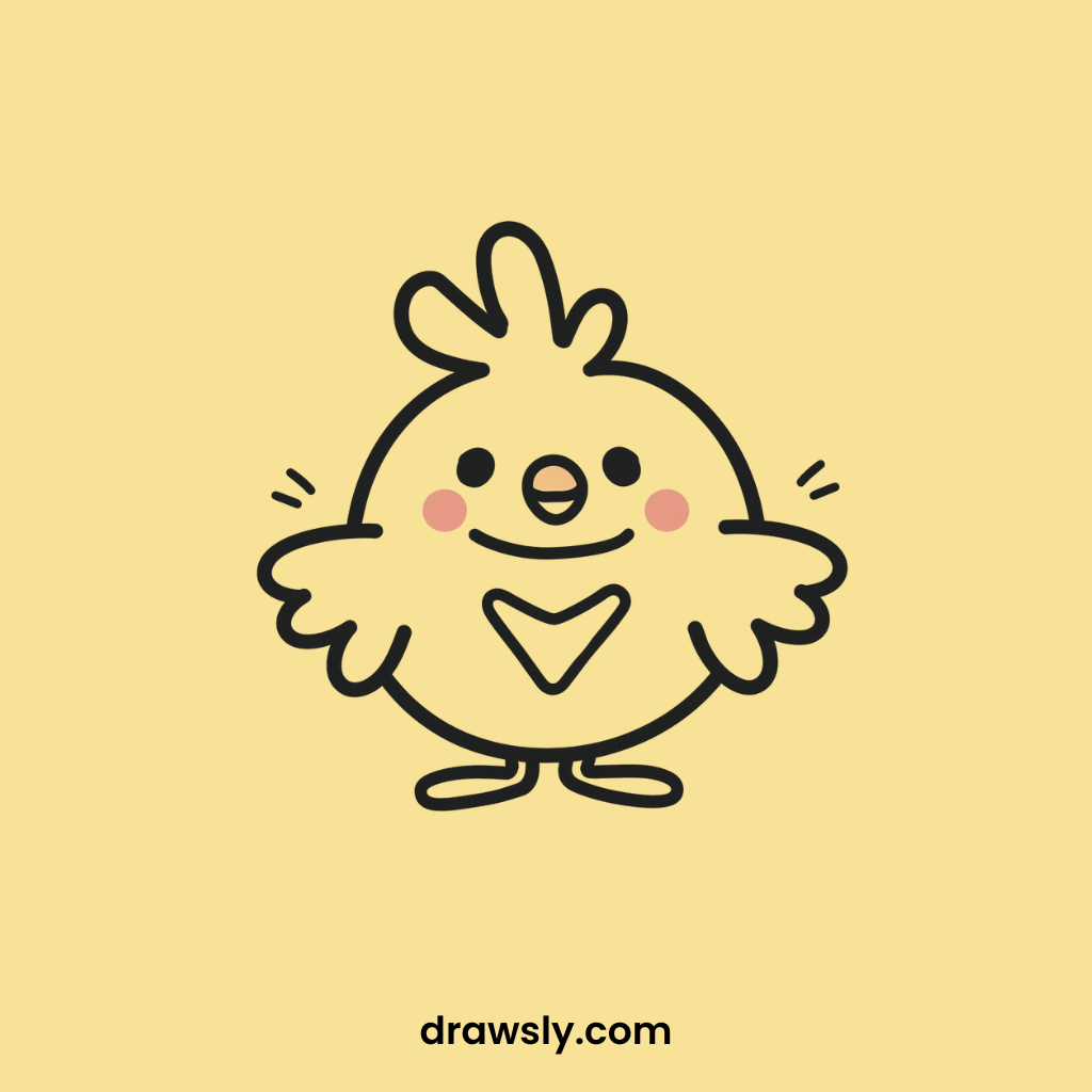 Cute Chicken in a Superhero Cape Drawings