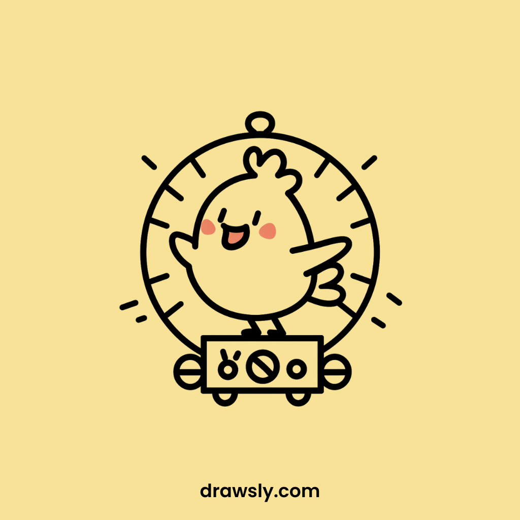 Cute Chicken in a Time Machine Drawings