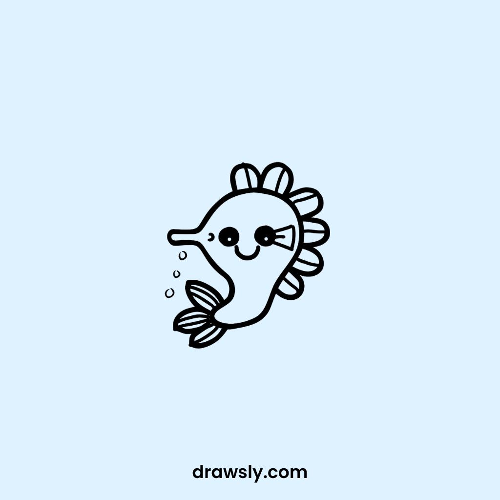 Cute Curly Seahorse Drawings