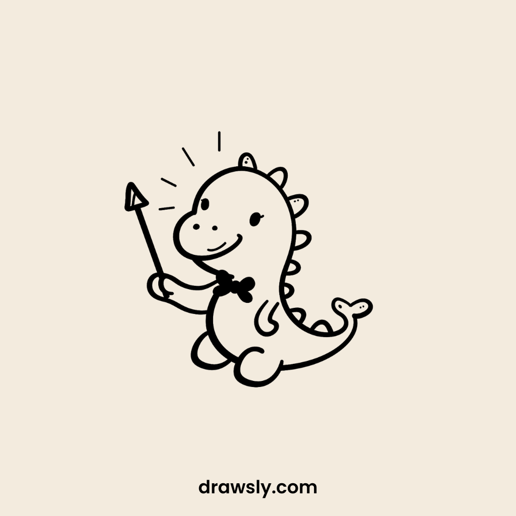 Cute Dinosaur Conducting an Orchestra Drawing