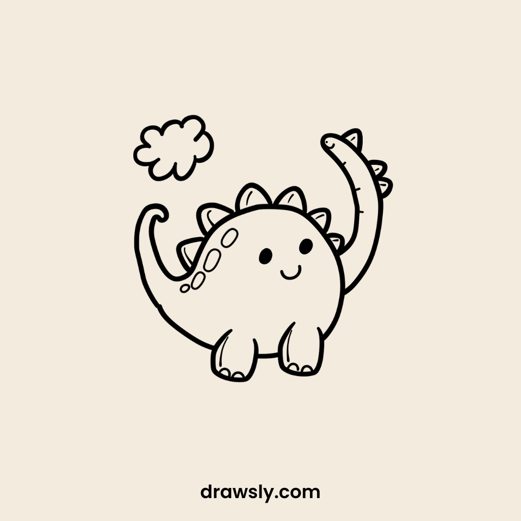 Cute Dinosaur Doing a Cartwheel Drawing