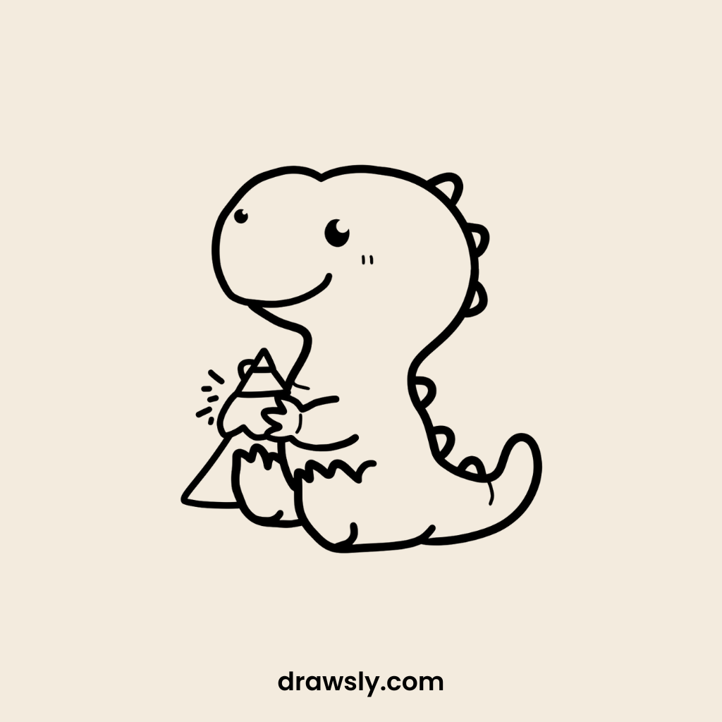 Cute Dinosaur Making a Sandcastle