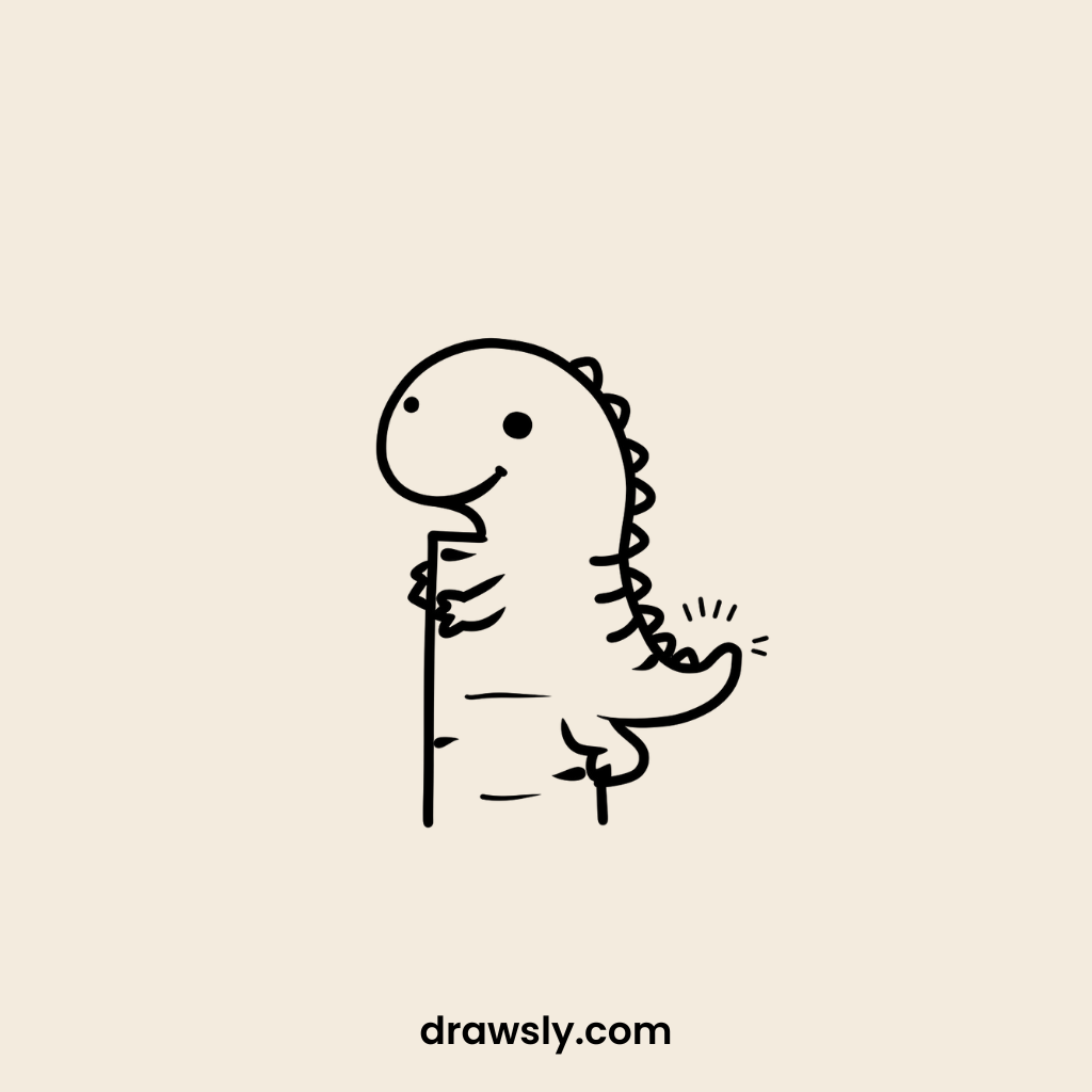 Cute Dinosaur Playing Hide-and-Seek Drawing