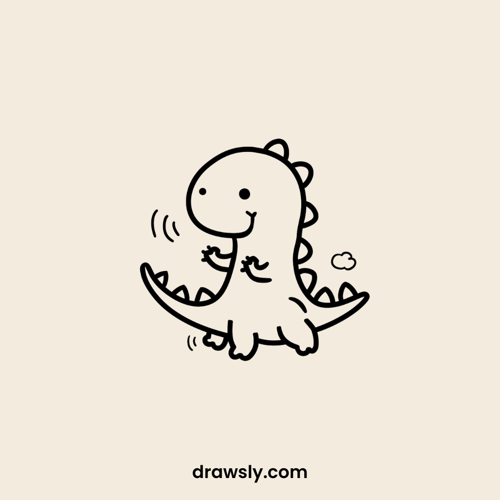 Cute Dinosaur Tiptoeing Drawing