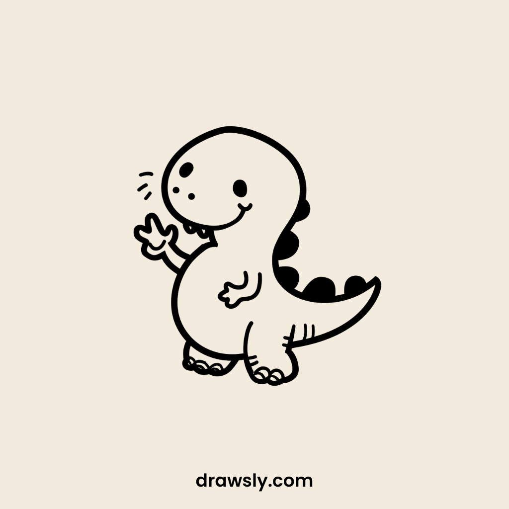 Cute Dinosaur Waving Hello Drawing