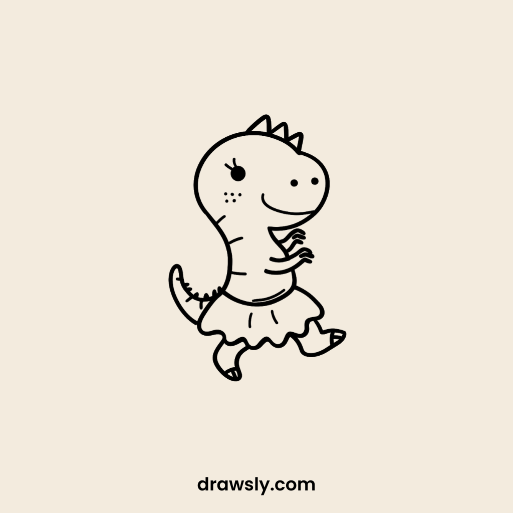 Cute Dinosaur Wearing a Tutu Drawing