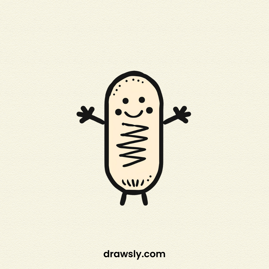 Cute Easay Handstanding Hot Dog Drawing Idea