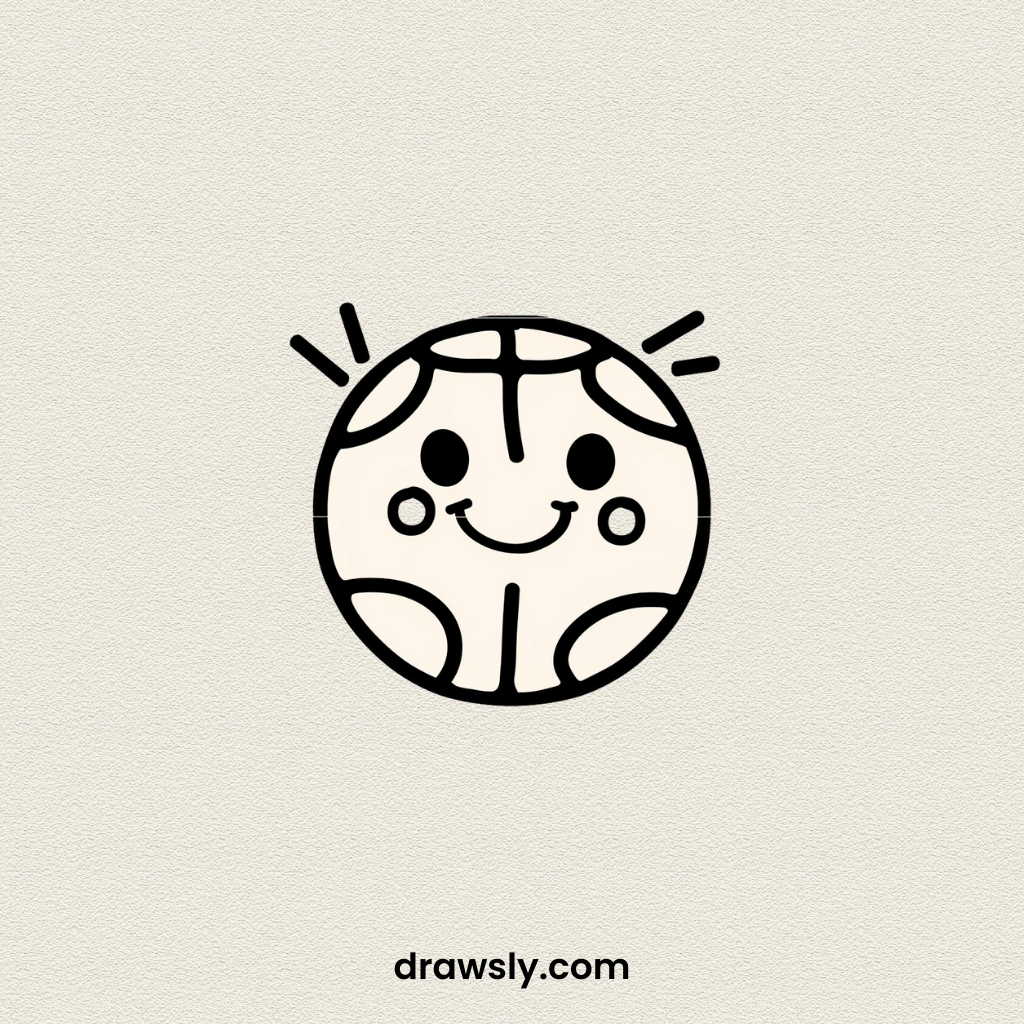 Cute Easy Bouncing Basketball Drawing Idea