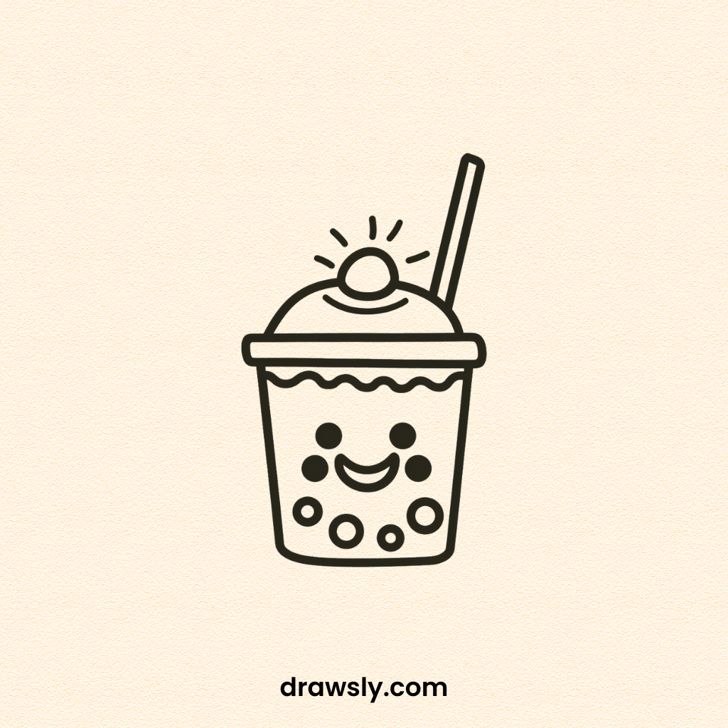 Cute Easy Bubbly Bubble Tea Drawing Idea