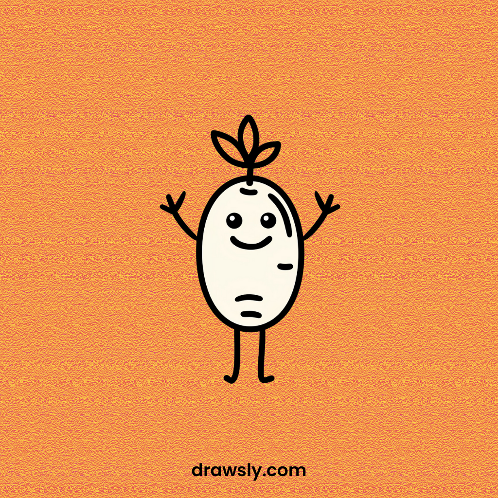 Cute Easy Cartwheeling Carrot Drawing Idea