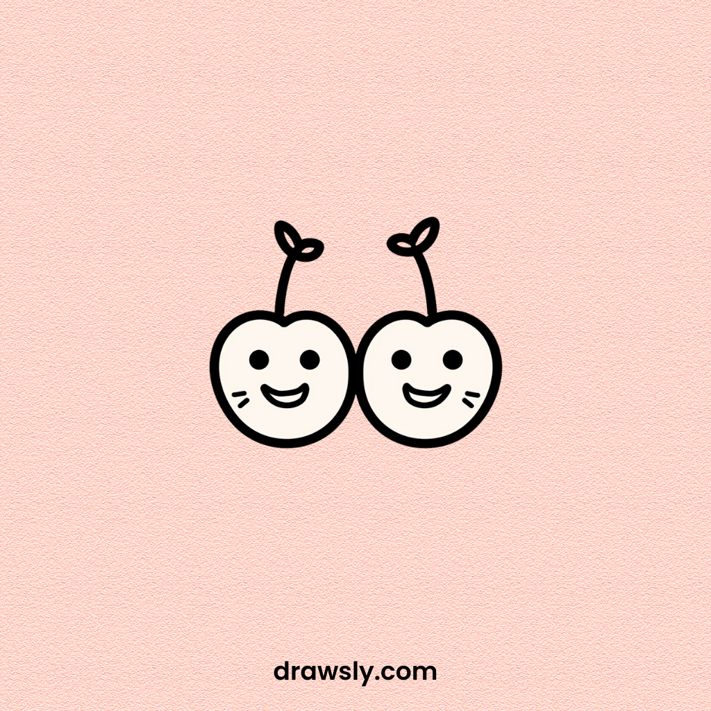 Cute Easy Cheerful Cherry Drawing Idea