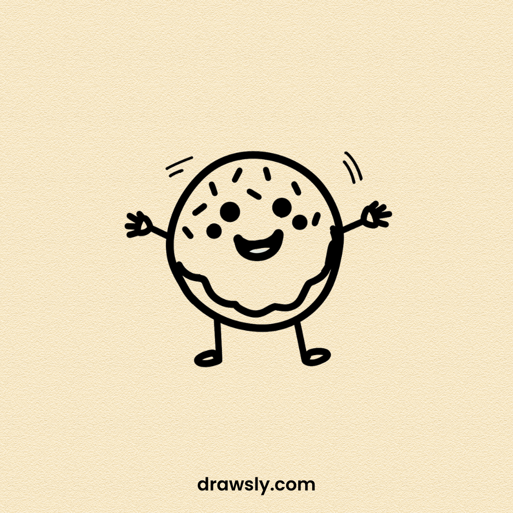 Cute Easy Dancing Donut Drawing Idea