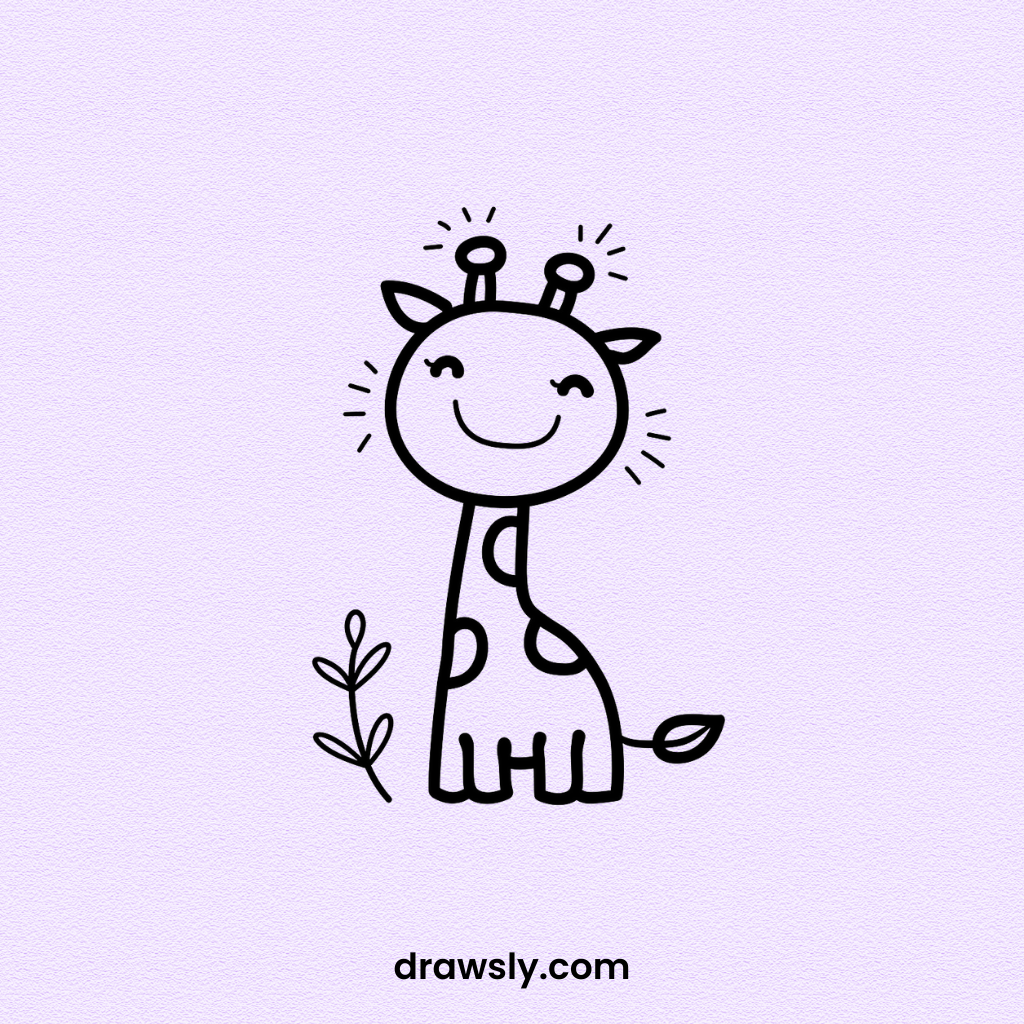 Cute Easy Giggling Giraffe Drawing Idea