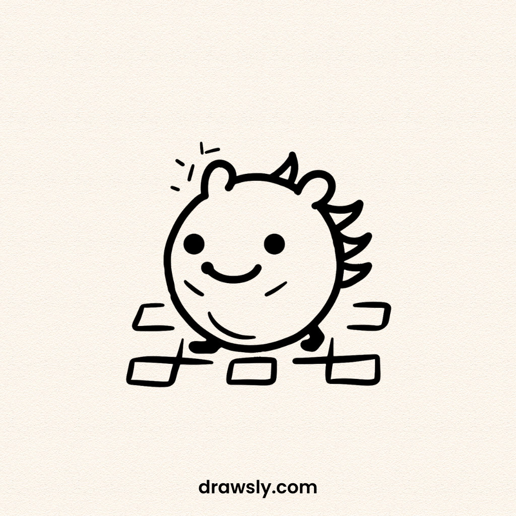 Cute Easy Hopscotching Hedgehog Drawing Idea