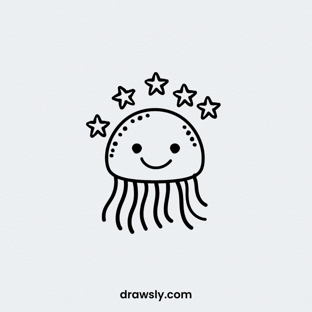 Cute Easy Juggling Jellyfish Drawing Idea