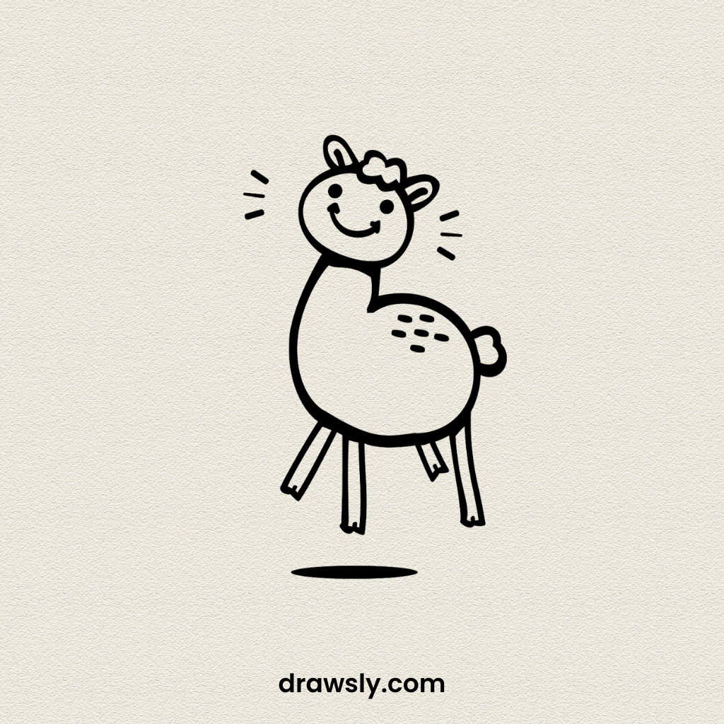 Cute Easy Leaping Llama Drawing Idea