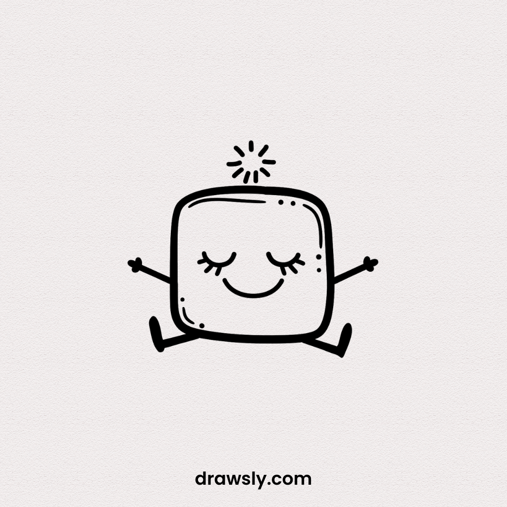 Cute Easy Meditating Marshmallow Drawing Idea