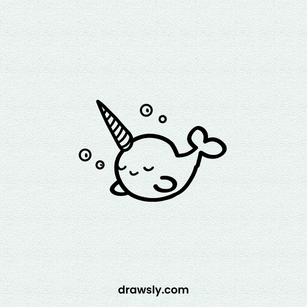 Cute Easy Napping Narwhal Drawing Idea