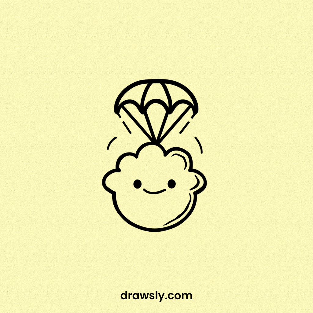 Cute Easy Parachuting Popcorn Drawing Idea