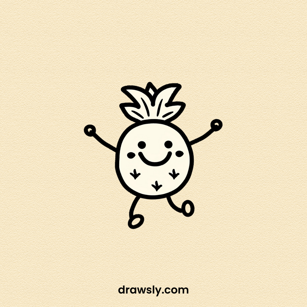 Cute Easy Pirouetting Pineapple Drawing Idea