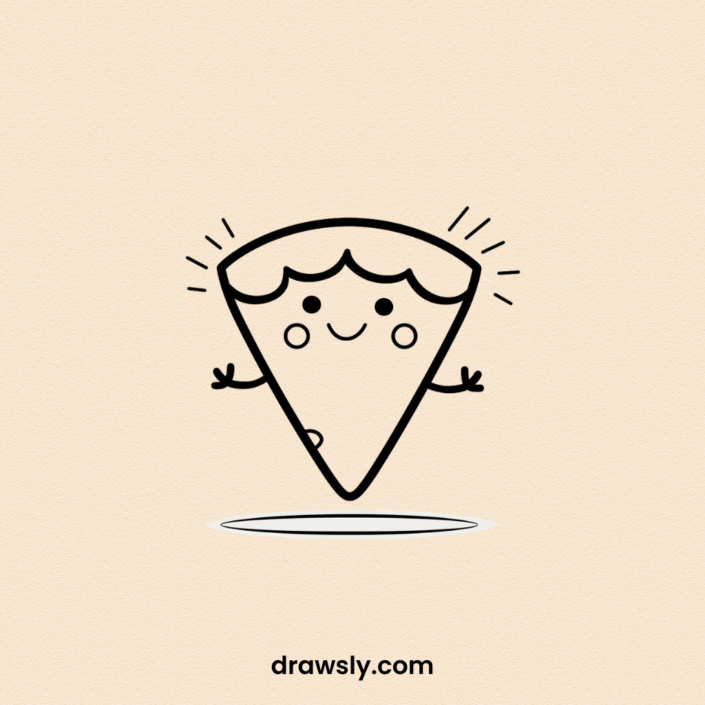 Cute Easy Pirouetting Pizza Slice Drawing Idea