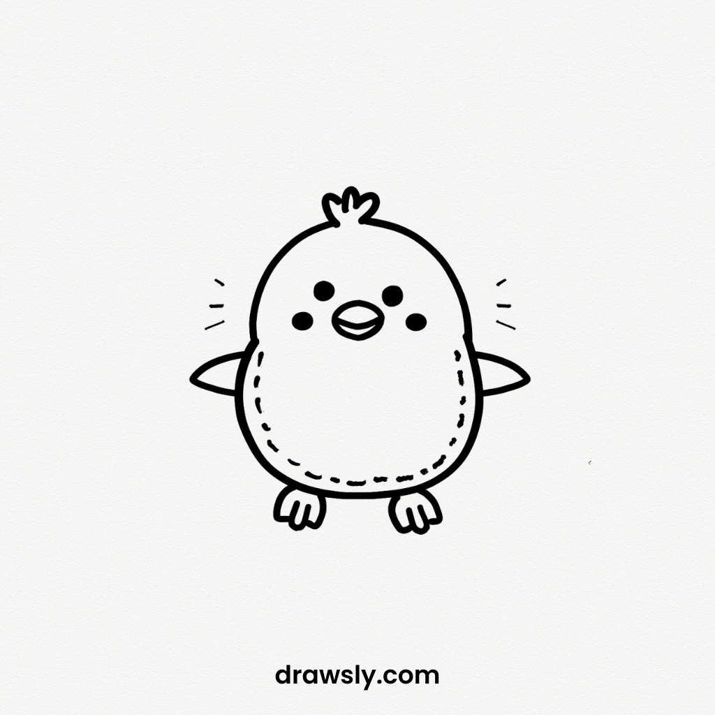 Cute Easy Playful Penguin Drawing Idea