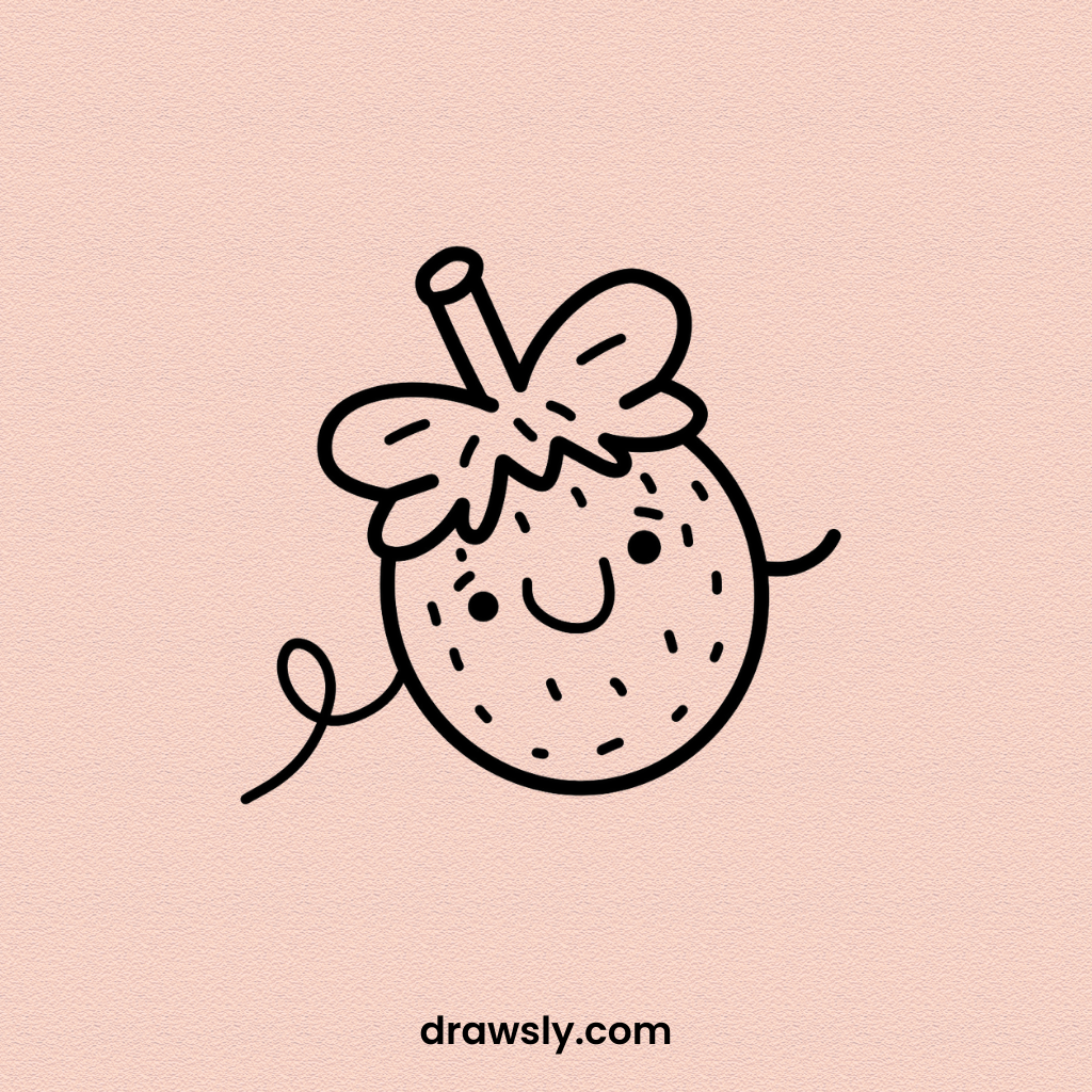 Cute Easy Rappelling Raspberry Drawing Idea