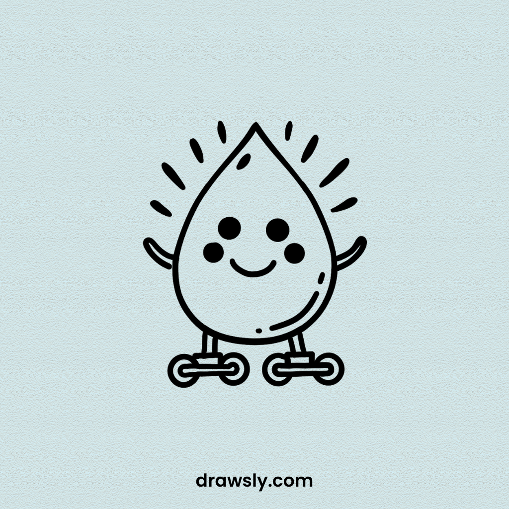 Cute Easy Rollerblading Raindrop Drawing Idea