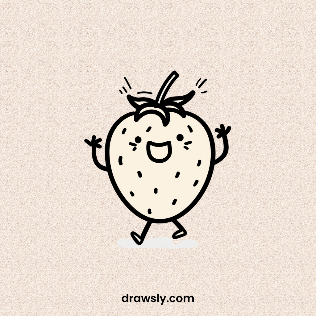 Cute Easy Salsa-dancing Strawberry Drawing Idea