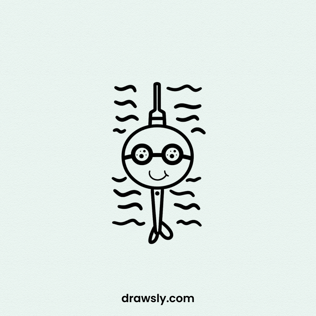 Cute Easy Scuba-diving Scissors Drawing Idea